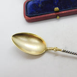 Gold on Sterling Silver & Enamel Cannes Souvenir Spoon Antique c1920 Deco