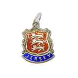 Sterling Silver Enamel Shield Jersey Souvenir Charm Pendant Vintage c1970