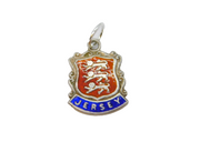 Sterling Silver Enamel Shield Jersey Souvenir Charm Pendant Vintage c1970