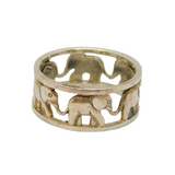 Sterling Silver Cut Out Elephant Dress Ring Vintage c1970 Size N 1/2