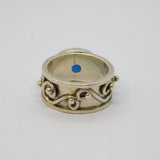 Sterling Silver Blue Chalcedony Patterned Studio Ring Modern 2000 Size R 1/2