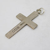Edwardian Sterling Silver Floral Pattern Cross Pendant Antique 1907 London