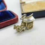 Sterling Silver Prairie Wagon and Horses Charm Pendant Vintage c1970