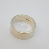 Sterling Silver Straight Edge Plain Wide Band Wedding Ring Modern c1990 Size V