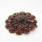 Austro-Hungarian Silver Gilt & Bohemian Garnet Floral Dress Brooch Antique