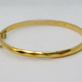 20th Century 9ct Gold Metal Core Planished Bangle Bracelet Antique c1930s