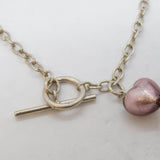 Sterling Silver Murano Glass Heart T-Bar Chain Bracelet Vintage c1990s