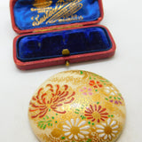 Signed Japanese Satsuma Pottery Buckle Vintage c1930 Art Deco