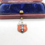 Sterling Silver & Enamel Amsterdam Crest Charm Pendant Vintage c1970