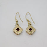 Pair of Sterling Silver Almandine Garnet Hook Drop Earrings Vintage c1970