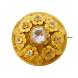 19th Century Gold Plated, Paste Set Mourning Brooch Antique c1860s