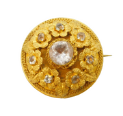 19th Century Gold Plated, Paste Set Mourning Brooch Antique c1860s