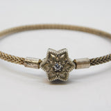 PANDORA Sterling Silver Honeycomb Form Star Set Bangle Bracelet Vintage