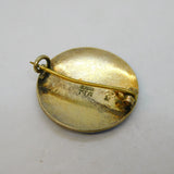 Norwegian Sterling Silver Enamel Sailing Scene Brooch Pin Antique c1940s