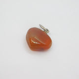 Sterling Silver Carved Carnelian Small Heart Form Charm Pendant Vintage c1970s