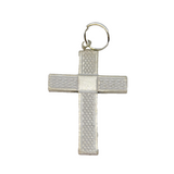 Sterling Silver Textured Patterned Cross Charm Pendant Vintage c1970