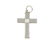 Sterling Silver Textured Patterned Cross Charm Pendant Vintage c1970