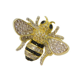 Sterling Silver Gilt Black-White Spinel Set Bumble Bee Ring Vintage c2000