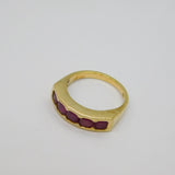 Sterling Silver Gilt 5 Ruby Half Eternity Band Ring Vintage c1970 Size O