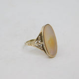 Sterling Silver Mother Of Pearl Ellipse Dress Ring Modern c1990 Size Q
