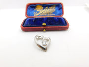 Sterling Silver Diamond Paste Heart Charm Pendant Vintage c1970