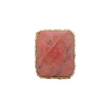 Sterling Silver Faceted Rhodonite Statement Ring Contemporary c1990 Size M 1/2