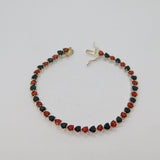 Sterling Silver Multi-Stone Sapphire & Garnet Hearts Bracelet Modern c2000s