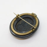 Victorian Carved Whitby Jet Monogram Sweetheart Brooch Antique c1860s