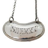 Edwardian Sterling Silver Sherry Decanter Label Antique 1908 Sheffield