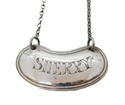 Edwardian Sterling Silver Sherry Decanter Label Antique 1908 Sheffield