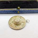 Sterling Silver Straw Hat Charm Pendant Vintage c1970