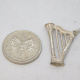 Sterling Silver Ornate Harp Charm Pendant Vintage c1970