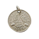 Sterling Silver Threepence Coin Charm Pendant Antique 1932