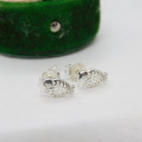 Pair of Sterling Silver Owl Form Stud Earrings Vintage c1980