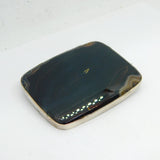Sterling Silver Banded Black Agate Large Brooch Art Deco Antique c1930