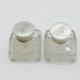 George IV Pair of Sterling Silver Topped Cut Glass Scent Bottles Antique c1830