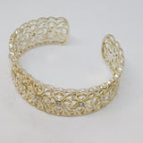 Sterling Silver Paste Set Floral Pattern Open Bangle Vintage c1990