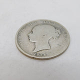 Queen Victoria .925 Silver Half Crown Coin Antique 1845 Fair Condition