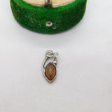 Sterling Silver Cabochon Amber Charm Pendant Vintage c1970