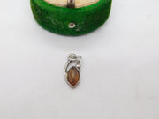 Sterling Silver Cabochon Amber Charm Pendant Vintage c1970