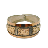 Sterling Silver & Gold Adjustable Picture Band  Ring Vintage c1970 Size N