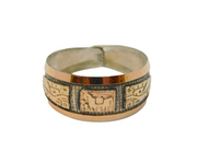 Sterling Silver & Gold Adjustable Picture Band  Ring Vintage c1970 Size N