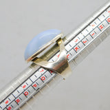 Sterling Silver Blue Lace Agate Chunky Statement Open Ring Vintage 1972 Size M