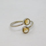 Sterling Silver Two Faceted Citrine Wraparound Dress Ring Modern c1990 Size L