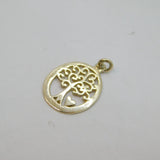 Sterling Silver Oval Tree Of Life & Heart Charm Pendant Contemporary c1990s
