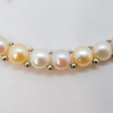 Sterling Silver Multi-Colour Pastel Button Pearl Collar Necklace Modern c1990