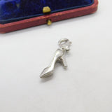 Sterling Silver Woman's High Heeled Shoe Charm Pendant Vintage c1970