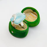 Sterling Silver Pale Blue Natural Stone Swirl Ring Vintage c1970 Size N 1/2