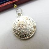 Silver Dipped Authentic 1 Franc Coin Charm Pendant 1923