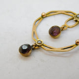 Edwardian 9ct Gold, Amethyst & Seed Pearl Lavalier Drop Pendant Antique